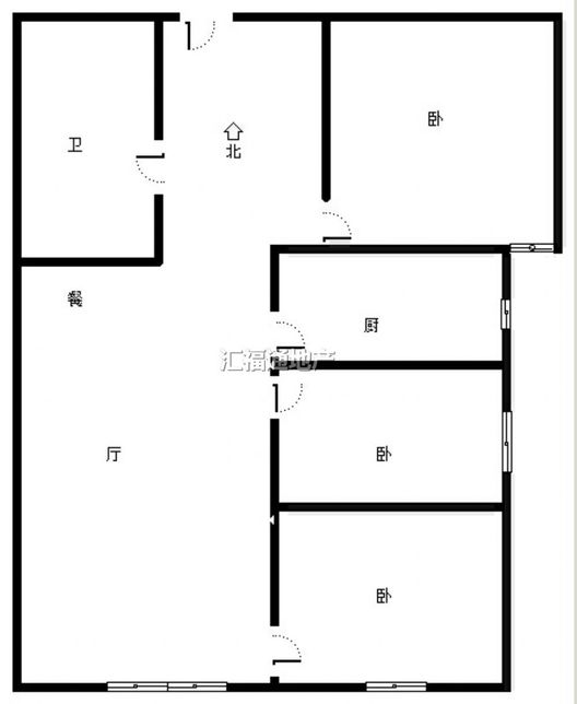 鸿坤理想湾3室2厅1卫户型图