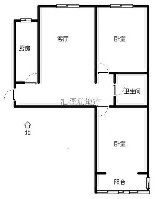 水岸花城2室2厅1卫户型图