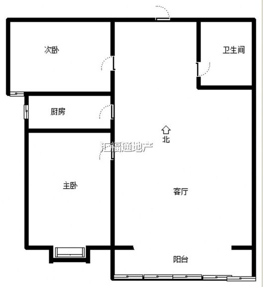 水岸花城2室1厅1卫户型图