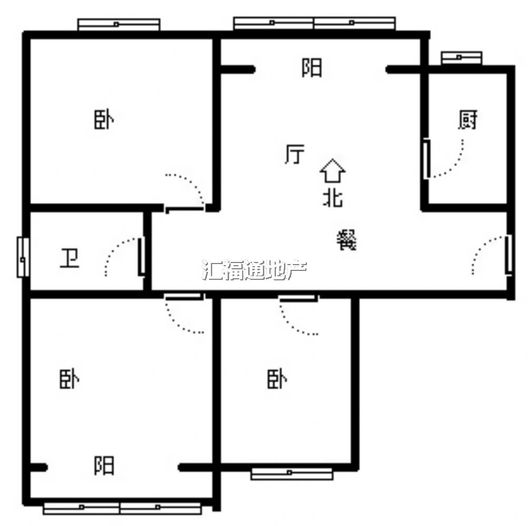 水岸花城3室1厅1卫户型图