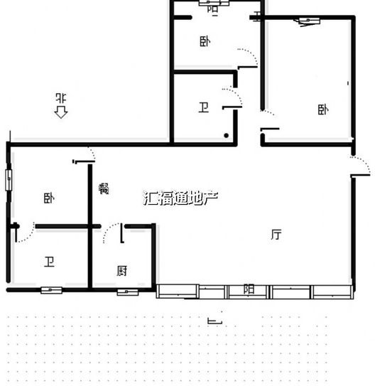 东方家园3室2厅2卫户型图