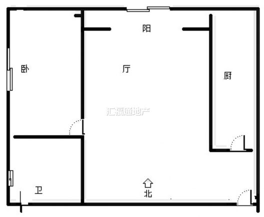 水岸花城1室1厅1卫户型图