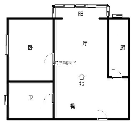 水岸花城1室1厅1卫户型图