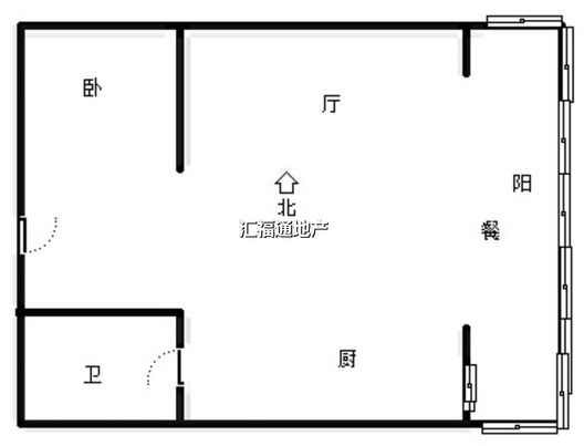 水岸花城1室1厅1卫户型图