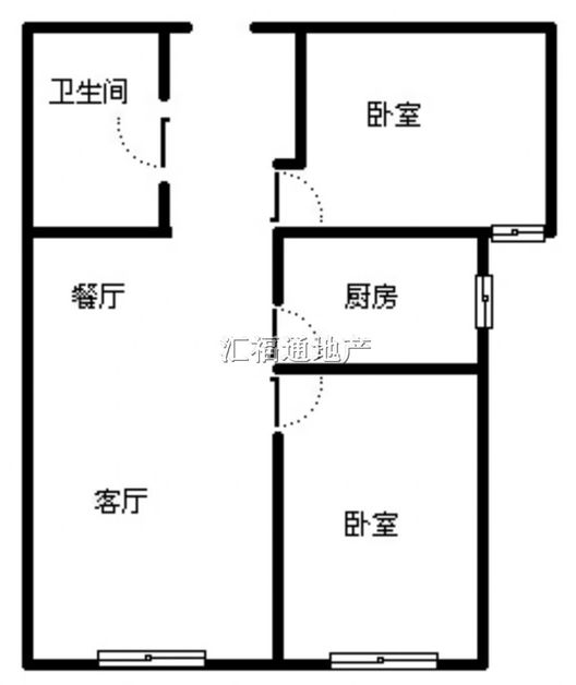 鸿坤理想湾3室2厅1卫户型图