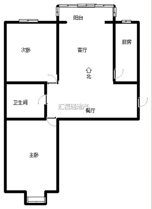 水岸花城2室2厅1卫户型图