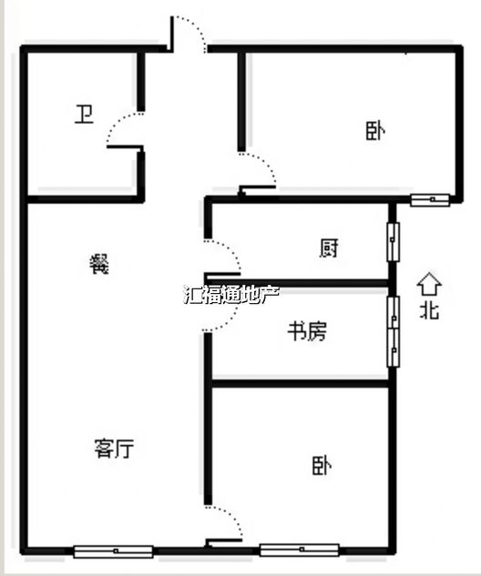 高铁新干线3室2厅1卫户型图