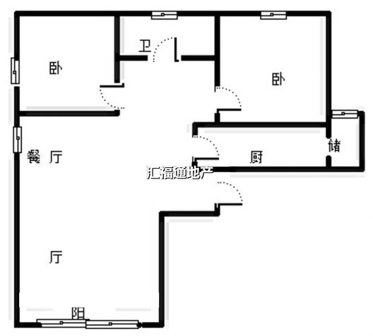 鸿坤理想湾2室2厅1卫户型图