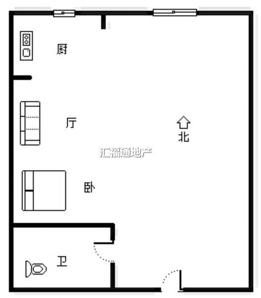 惠友钻石广场（AB座）1室1厅1卫户型图
