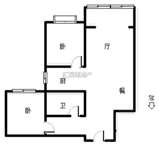 联合一号院2室2厅1卫户型图