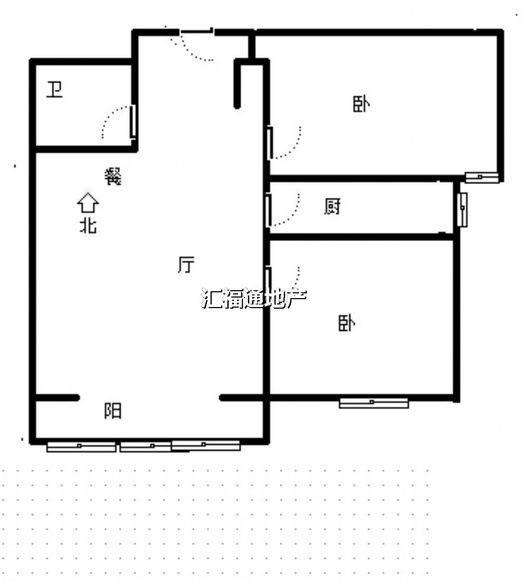 鹏渤印象城·牛津花园2室1厅1卫户型图