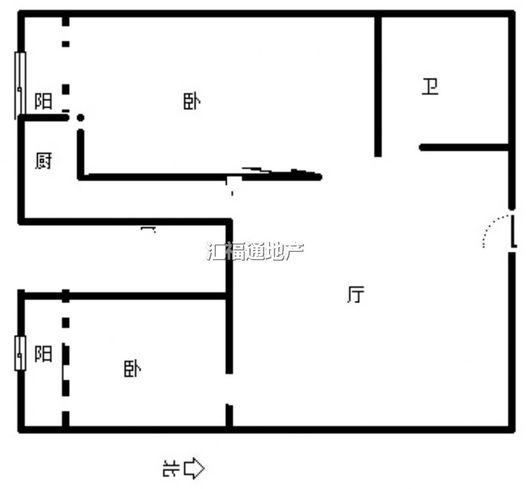 汇元新天地2室1厅1卫户型图