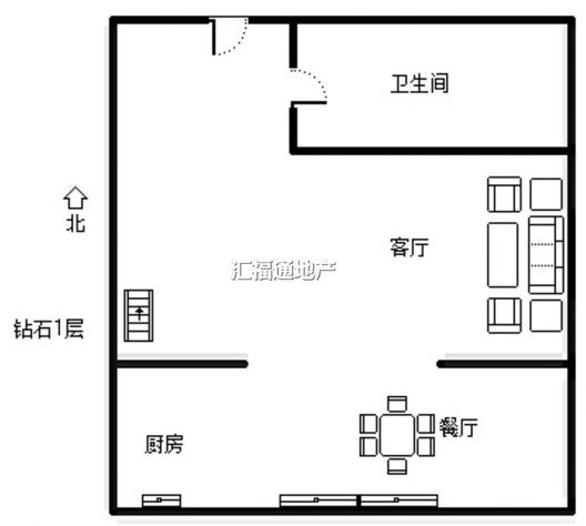惠友钻石广场（AB座）2室2厅2卫户型图