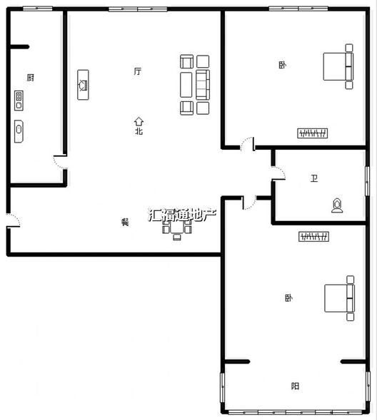 北京理想城2室2厅1卫户型图
