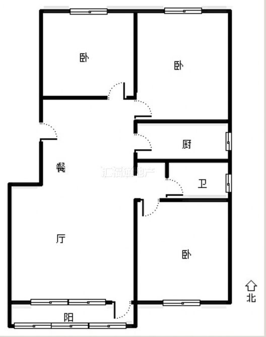 高铁新干线3室2厅1卫户型图