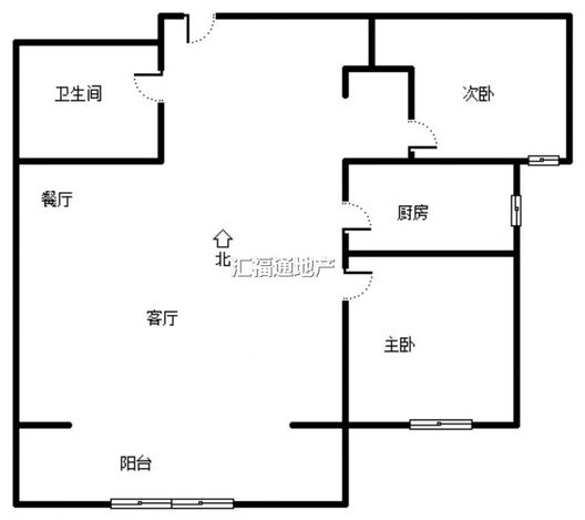 鹏渤印象城·牛津花园2室2厅1卫户型图