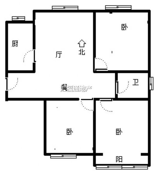 水岸花城3室1厅1卫户型图