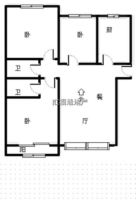 名流美域3室2厅2卫户型图