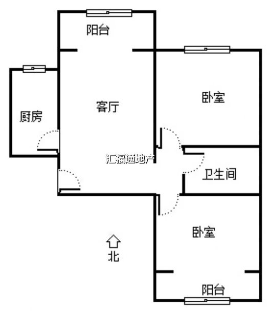 名流美域2室2厅1卫户型图