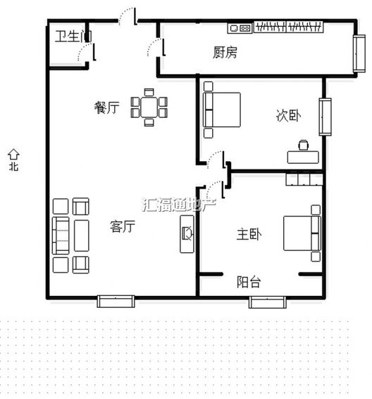 金竹花园2室2厅1卫户型图