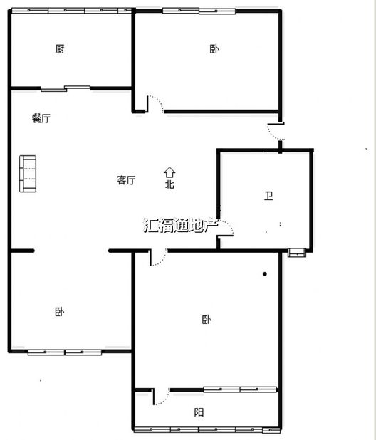 粮食局东关小区3室2厅1卫户型图