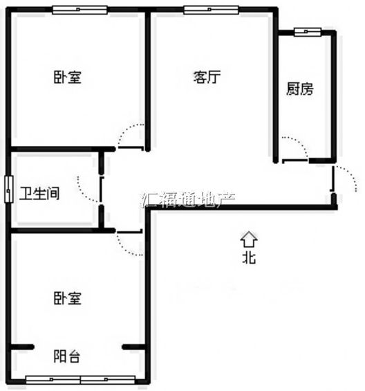 水岸花城2室2厅1卫户型图
