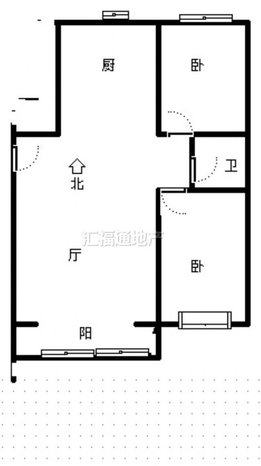水岸花城2室1厅1卫户型图