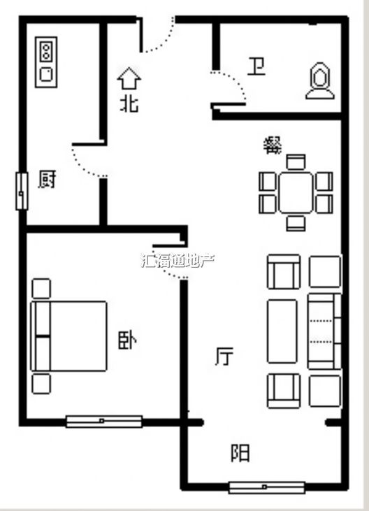 香邑溪谷上园1室2厅1卫户型图