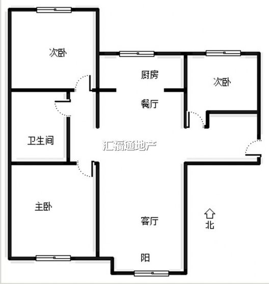 鸿坤理想湾3室2厅1卫户型图