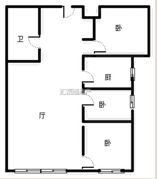 鸿坤理想湾3室1厅1卫户型图