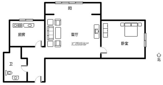 K2狮子城1室1厅1卫户型图
