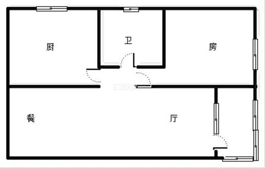 鸿坤理想湾1室1厅1卫户型图