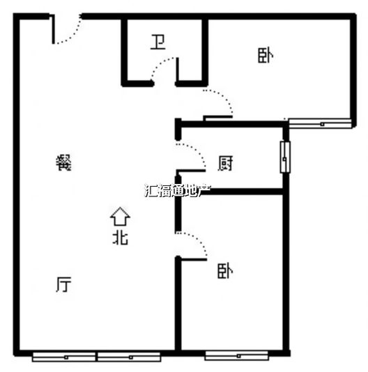 高铁新干线2室2厅1卫户型图