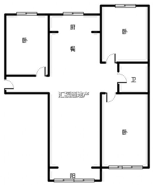 高铁新干线3室2厅1卫户型图