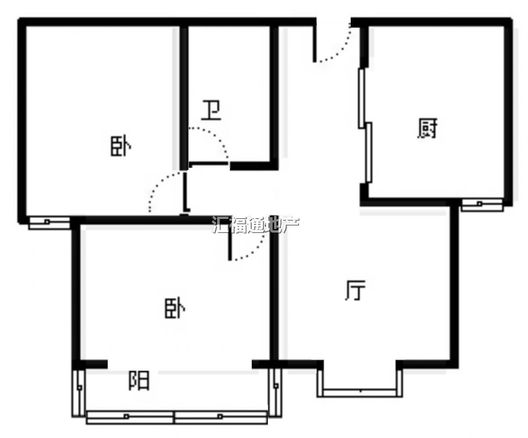 水岸花城2室1厅1卫户型图