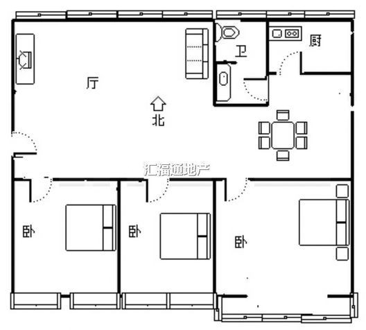 燕赵花园3室2厅1卫户型图