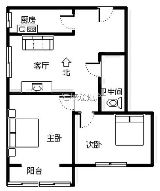 北新家园（锦绣范阳）2室2厅1卫户型图