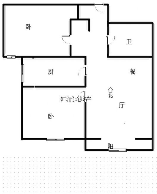 鹏渤印象城·牛津花园2室2厅1卫户型图