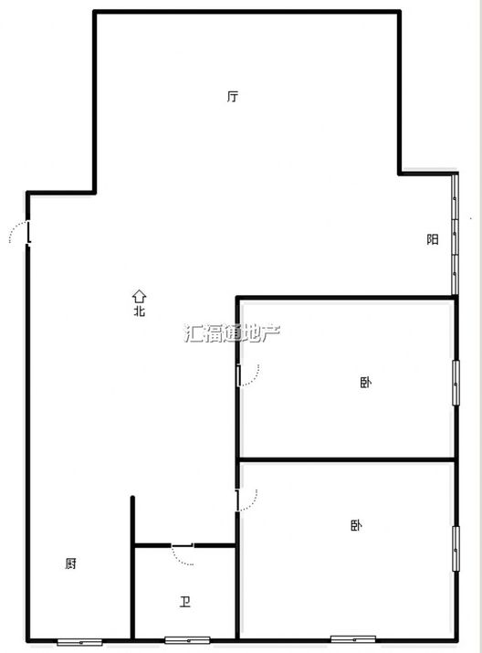 汇元新天地2室2厅1卫户型图