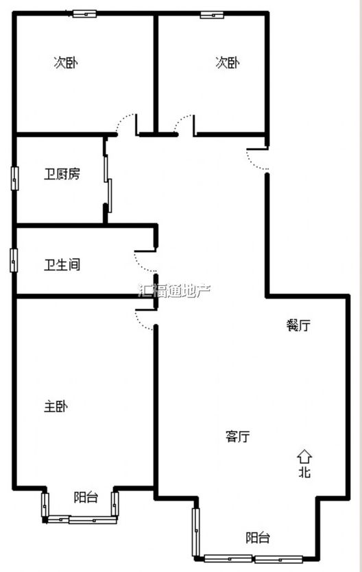 天地新城3室2厅1卫户型图