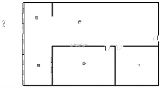 水岸花城1室1厅1卫户型图