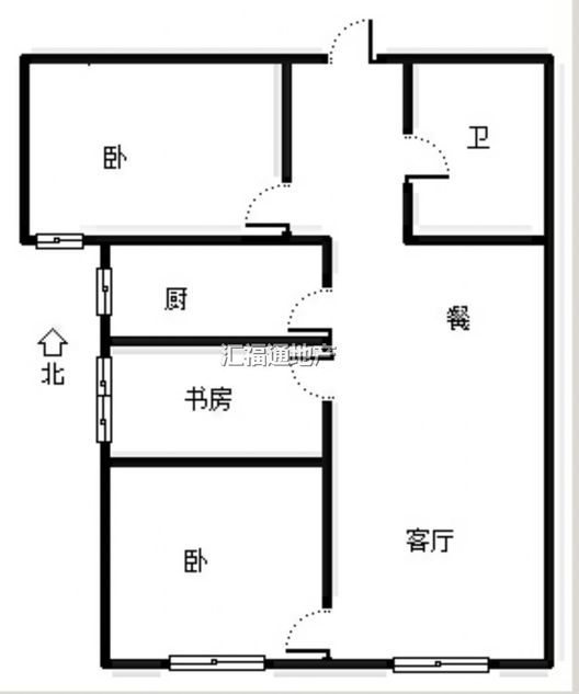 鸿坤理想湾3室2厅1卫户型图