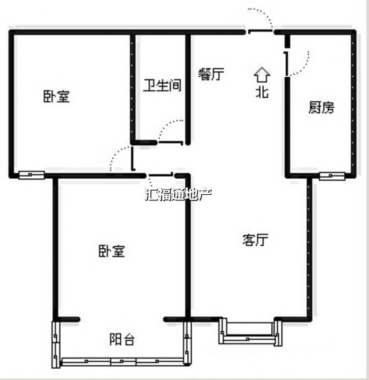 水岸花城2室2厅1卫户型图