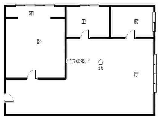 水岸花城1室1厅1卫户型图