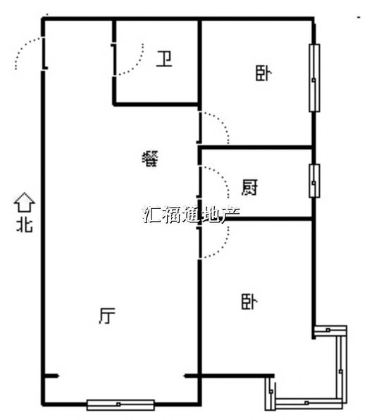 鹏渤印象城·牛津花园2室1厅1卫户型图