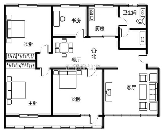 华阳建行小区4室2厅1卫户型图
