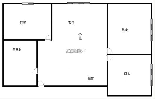 鹏渤印象城·牛津花园2室2厅1卫户型图