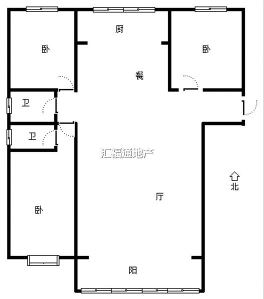 惠友万悦城3室2厅2卫户型图