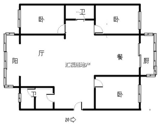 游福街小区3室2厅2卫户型图