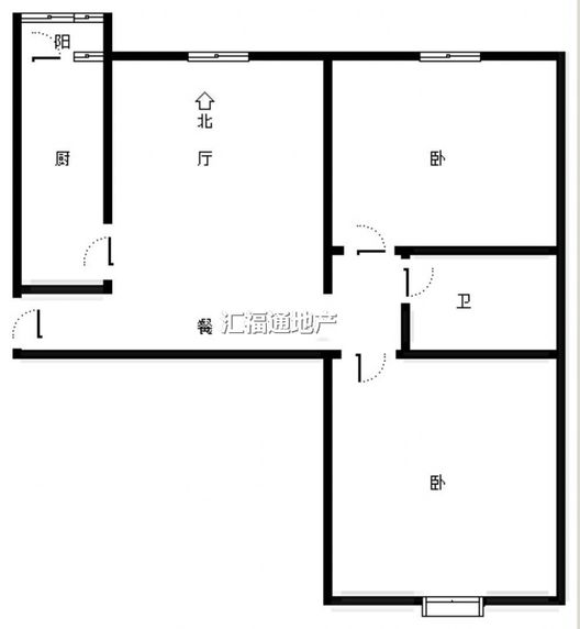 翡翠滨江2室1厅1卫户型图